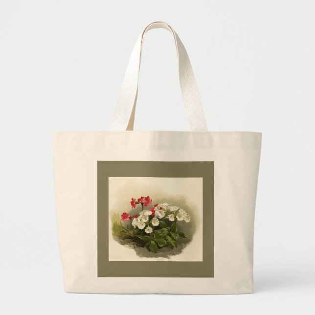 Vintage Meadow Primrose Jumbo Tote Bag Tygkasse (Framsidan)