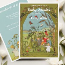 Vintage Meadow Spädbarn Gender Story Bok Shower