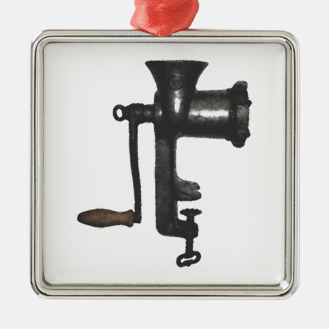 Vintage MeatGrinder Julgransprydnad Metall (Framsidan)