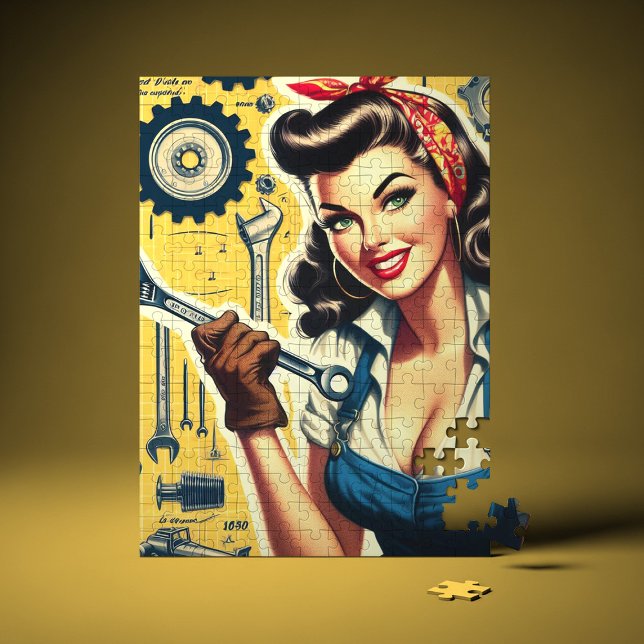 Vintage Mechanic Pin-up Pussel (Skapare uppladdad)