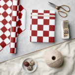 Vintage med brickröd och vit kontroll presentpapper<br><div class="desc">Inkapsling av Papper Vintage med brickröd och vit kontroll</div>