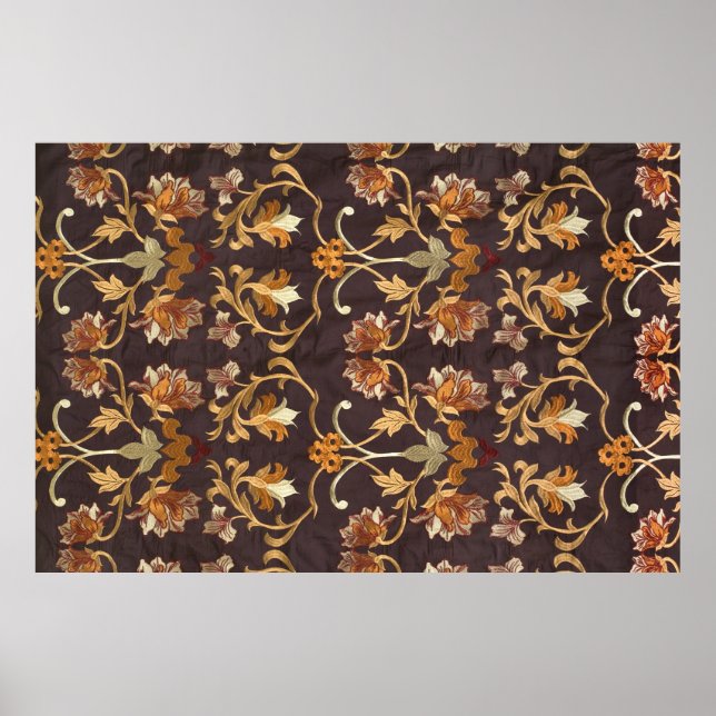 Vintage med broderade blommor, rygg poster (Framsidan)