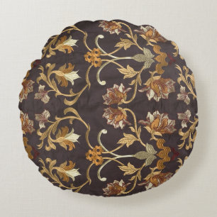 Vintage med broderade blommor, rygg rund kudde