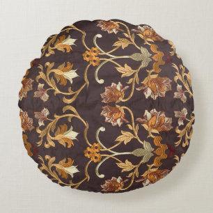 Vintage med broderade blommor, rygg rund kudde
