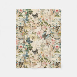 Vintage med flera fjädrar och blommor fleecefilt