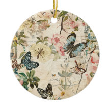 Vintage med flera fjädrar och blommor