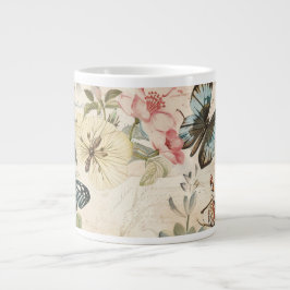 Vintage med flera fjädrar och blommor jumbo mugg