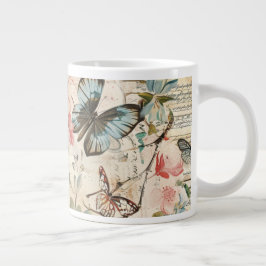 Vintage med flera fjädrar och blommor jumbo mugg