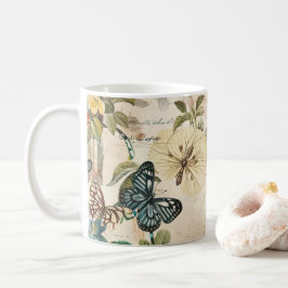 Vintage med flera fjädrar och blommor kaffemugg