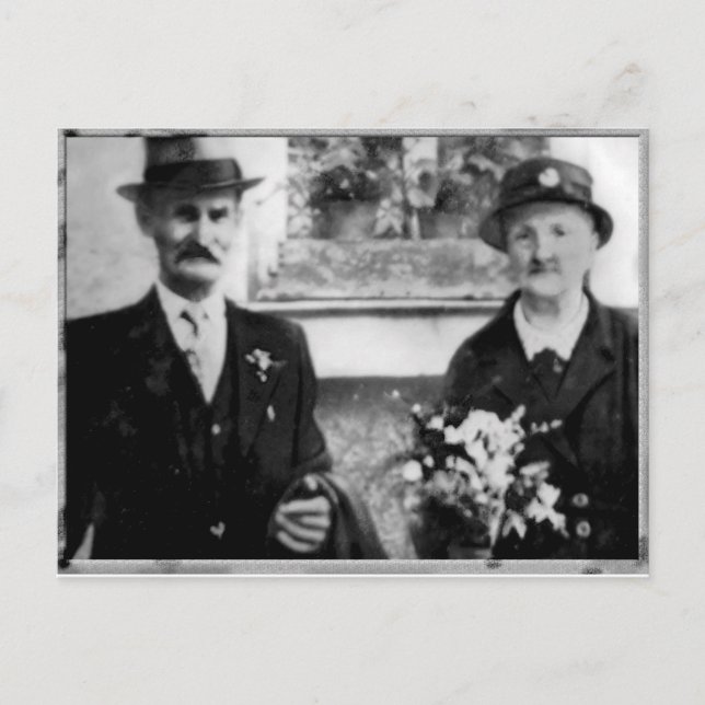 Vintage med morföräldrar vykort (Framsida)