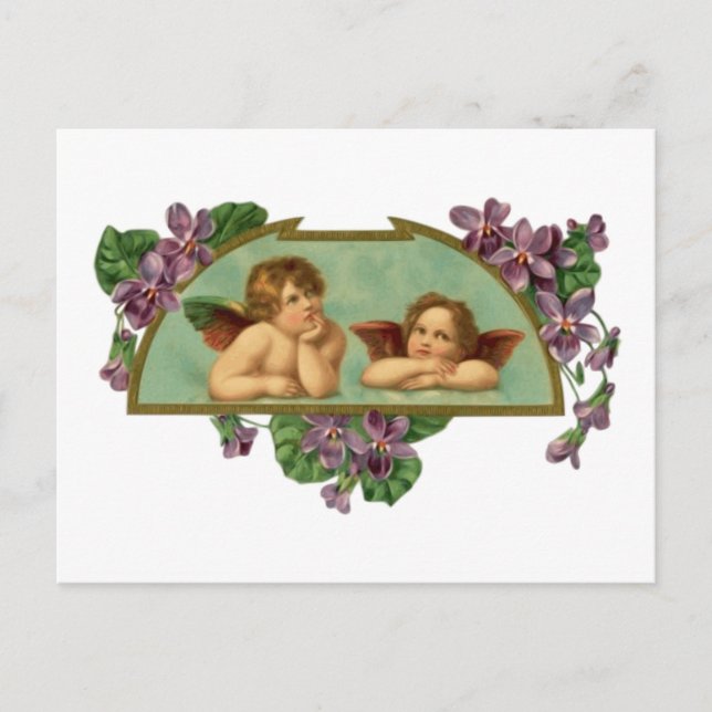 Vintage med två Änglar Vykort (Framsida)