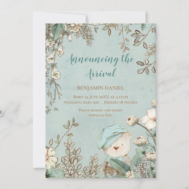 Vintage Meddelande om utlopp vid Blommigten Baby (Framsida)