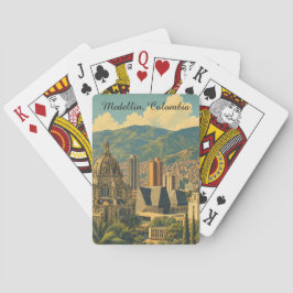 Vintage Medellín Colombia Stadsscen Landschaft Res Casinokort