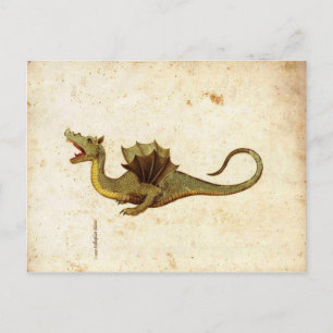 Vintage medeltida drakdesign vykort