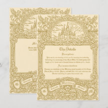 Vintage Medeltida Fantasy Guld Gravyr Bröllop