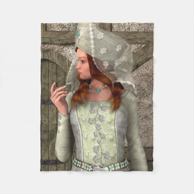 Vintage medeltida prinsessa renässanskonst fleecefilt (Framsidan)
