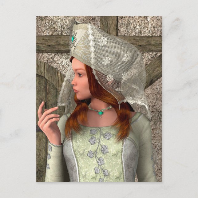 Vintage medeltida prinsessa renässanskonst vykort (Framsida)