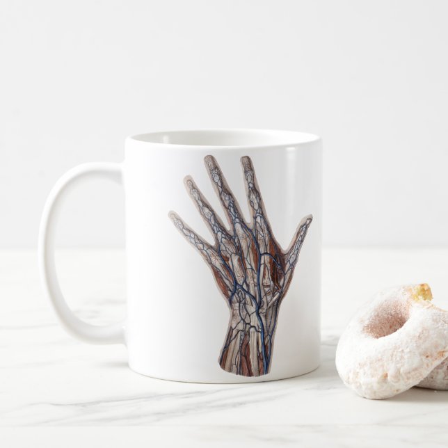 Vintage Medicin, Människans Anatomi Hand Fingers Kaffemugg (Med munk)