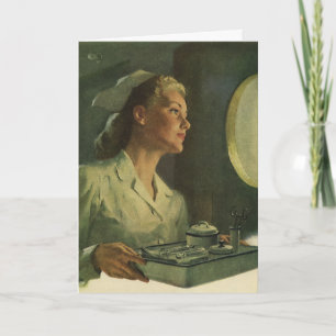 Vintage Medicin, Sjuksköterska med Medicinska Verk Kort