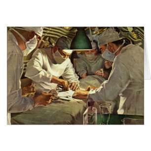 Vintage Medicine, Doctors Performing Surgery in ER Hälsningskort