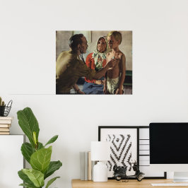 Vintage Medicine, Doktor med Boy och Mor Poster