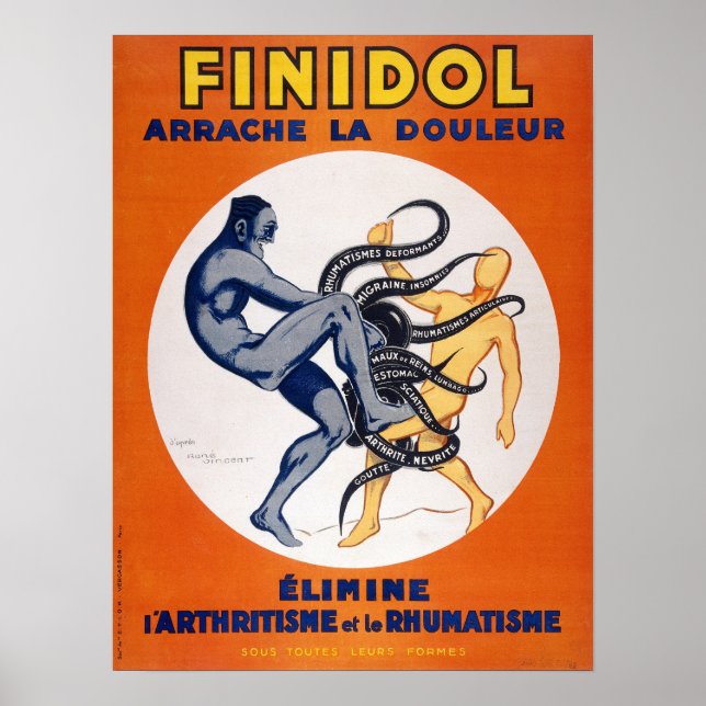 Vintage Medicine Pain Killers Reklam Poster (Framsidan)