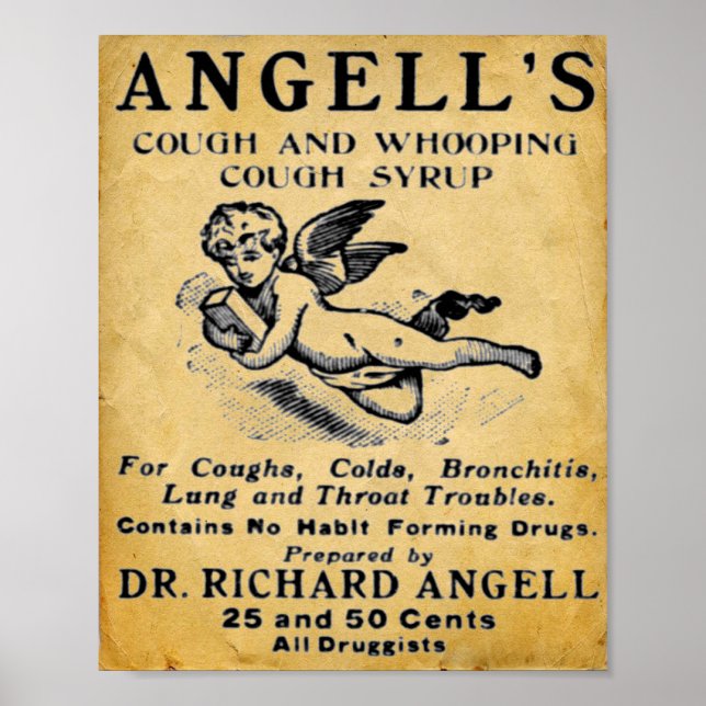 Vintage Medicine Print - Angells Cough Syrup Poster (Framsidan)