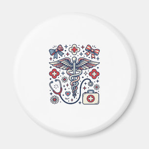 Vintage Medicinsk Kaducé Patriotisk Sjuksköterska Magnet