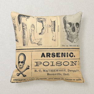 Vintage medicinsk skalle gift anatomi kudde