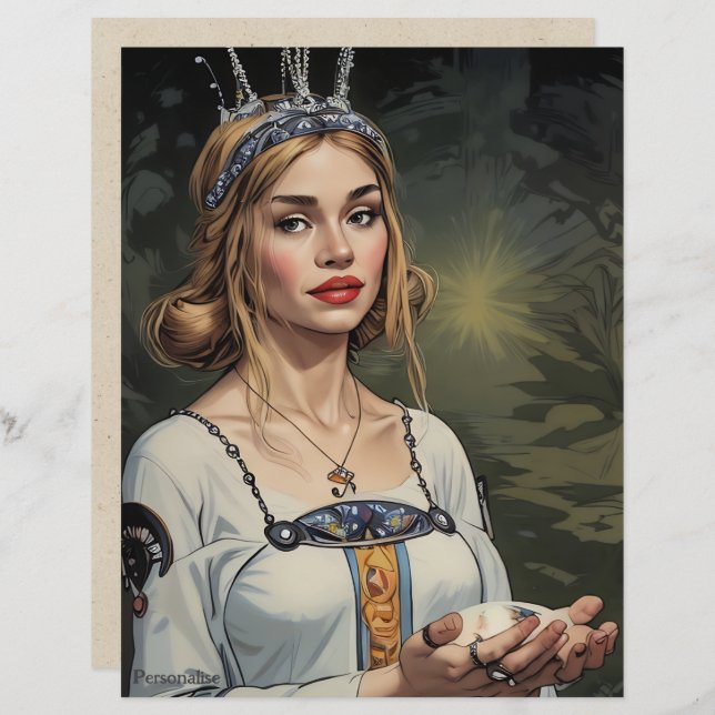 Vintage Medieval Bride Tiara Scrapbook Papper (Fram/baksida)