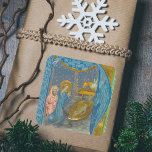 Vintage Medieval Religiösa jultomhet Fyrkantigt Klistermärke<br><div class="desc">Vintage Julbild extraherad från ett 1400-talets katolska medeltida belysta manusskrift. Det representerar en klassisk antikvitetsscen med Heligans familj med den välsignade Jungfru Mary,  Saint Joseph och den unge Jesus Kristus i mangaren i Betlehem. Kristian christmas-dekal av Underbar religiösa för helgdag avfasning eller dina julafton-gåvor.</div>