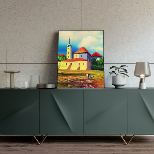 Vintage Medieval Village Painting Poster (Skapare uppladdad)