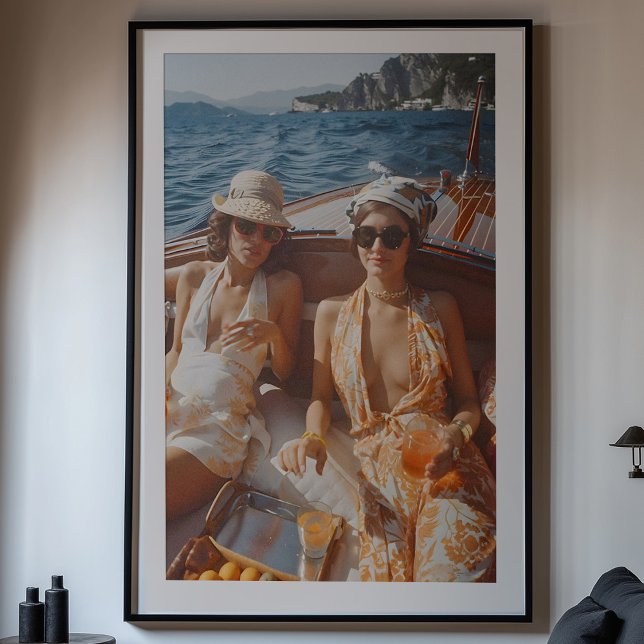 Vintage Mediterranean Glamor Classic Boat Resa Poster (Skapare uppladdad)