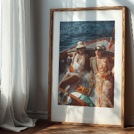 Vintage Mediterranean Glamor Classic Boat Resa Poster