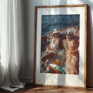 Vintage Mediterranean Glamor Classic Boat Resa Poster