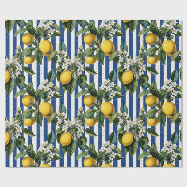 Vintage Mediterranean Lemons Decoupage Presentpapper (Platt)