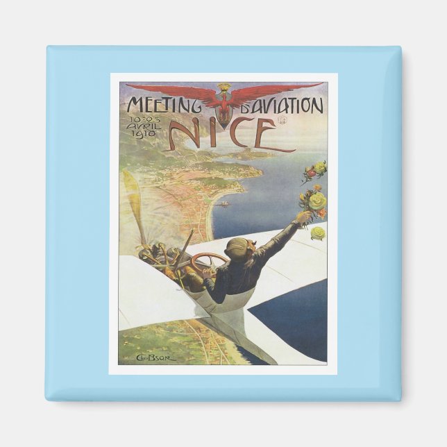 Vintage Meeting D'aviation Nice Magnet (Framsidan)