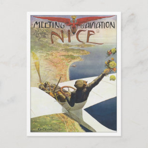 Vintage Meeting D'aviation Nice Vykort