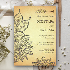 Vintage Mehendi Henna Islamic Bröllop Inbjudningar