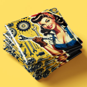 Vintage mekaniker pinup magnet