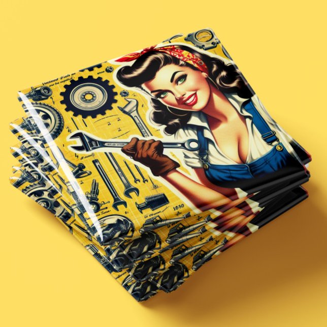 Vintage mekaniker pinup magnet (Skapare uppladdad)