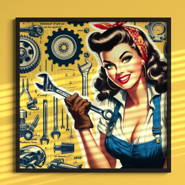 Vintage mekaniker pinup poster (Skapare uppladdad)