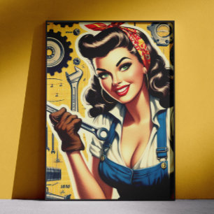 Vintage mekaniker pinup poster