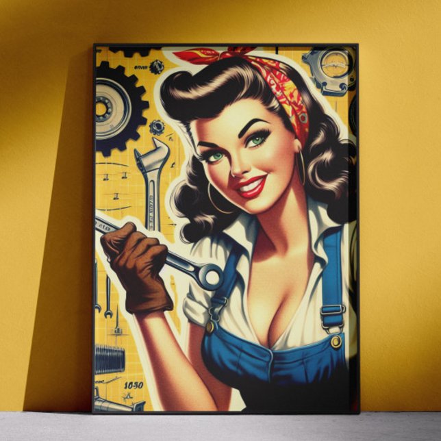 Vintage mekaniker pinup poster (Skapare uppladdad)