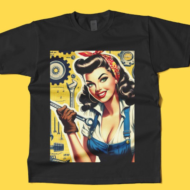 Vintage mekaniker pinup t shirt (Skapare uppladdad)