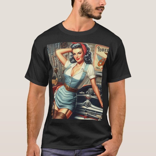 Vintage Mekanisk stift upp T Shirt (Framsida)
