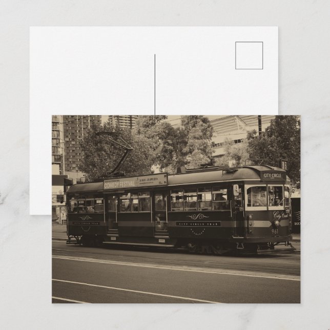 Vintage Melbourne tram Vykort (Fram/baksida)