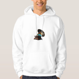 Vintage Melodies Gramophone Silhouette Design Hoodie