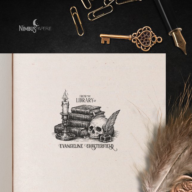 Vintage Memento Mori Kallelsesignet Bokstämpel Stämpel (Skapare uppladdad)