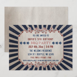 Vintage Memorial Day Födelsedagsfest inbjudan
